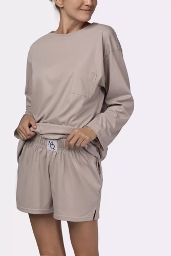 Joy longsleeve Piżama damska Mona beige