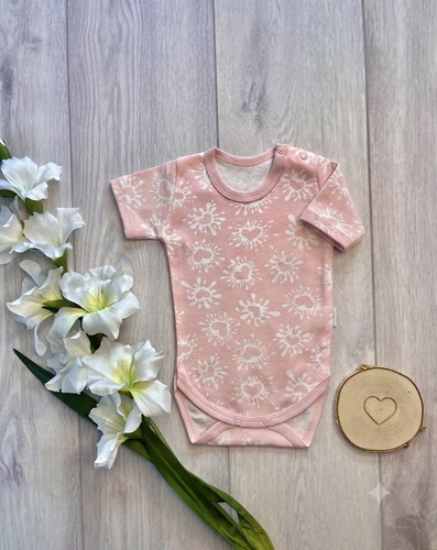 Body niemowlęce Mamatti BK16325 różowe bawełniane krótki rękaw