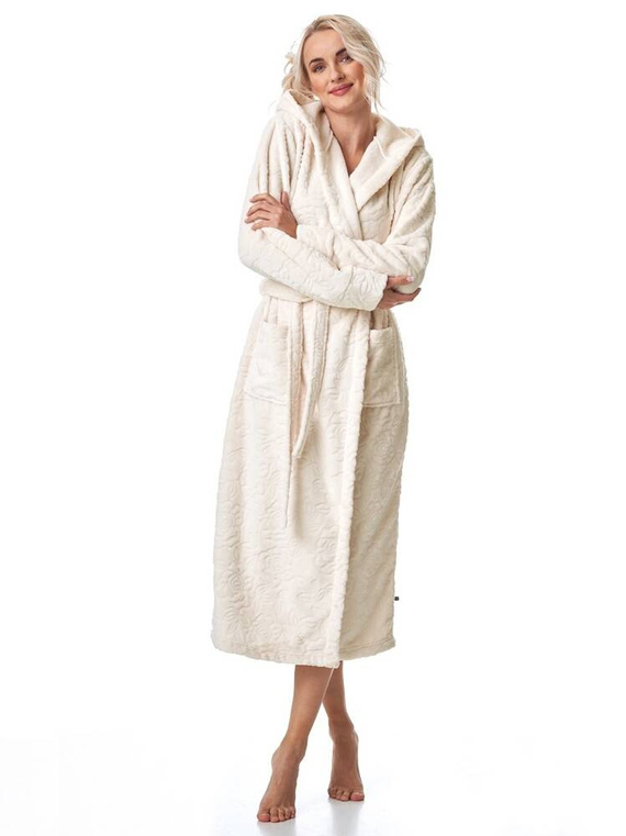 LGL 148  Długi Szlafrok Damski  Key ecru
