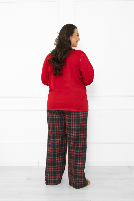 Rozana piżama damska Italian Fashion czerwona– bawełniana, długi rękaw i spodnie, krata 