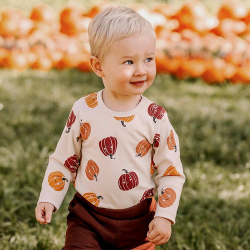 Body niemowlęce Halloween Eevi – ecru, dynie, bawełna