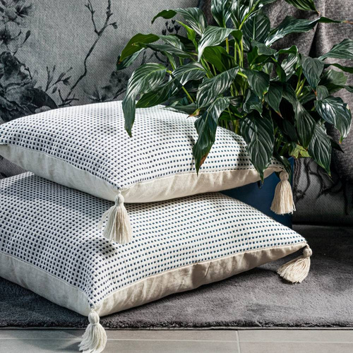 Palermo Poszewka z grubej tkaniny bawełnianej Eurofirany granatowy