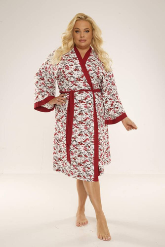468/473 Mia Szlafrok damski Plus Size Forex - bordowy