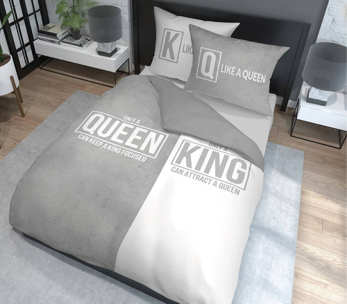 4100 A Holland 129 Pościel bawełniana Queen King Detexpol szary/biały