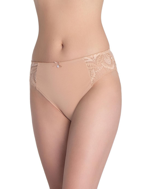 Figi Lama L-1588 BI czarne/beżowe– bawełniane bikini z koronką, pakowane po 2 sztuki