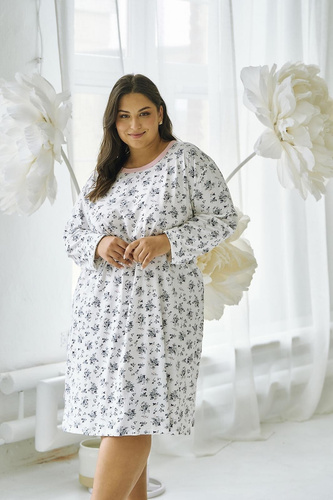 Martina 3467 Koszula nocna Taro  biały– bawełna, długi rękaw, kobiecy fason i komfort