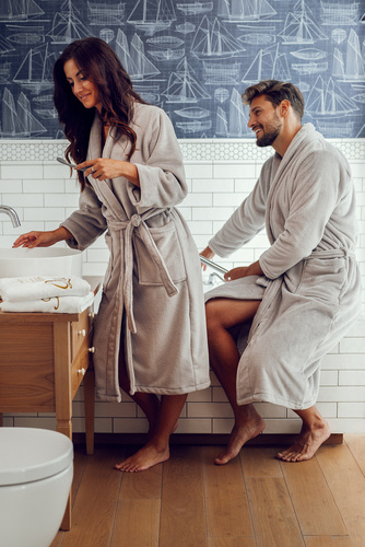 Matteo Szlafrok męski ByShelly - jasny szary