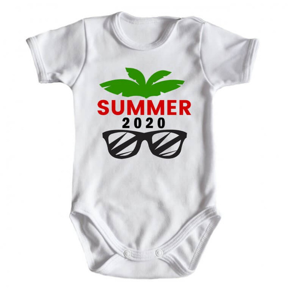 Body krótki rękaw "Wakacje 2020" Moocha biały