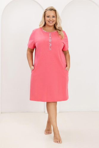 Koszulka Damska 177 Regina malinowa– Bawełniana Koszula Nocna 100% Bawełna, Rozpinana, Komfort i Swoboda