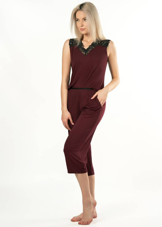 Margot Mix&Match Spodnie piżamowe Nipplex burgundowy