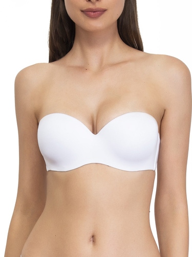 1580 Biustonosz push-up Fantastic – bandeau, mikrofibra Sielei biały