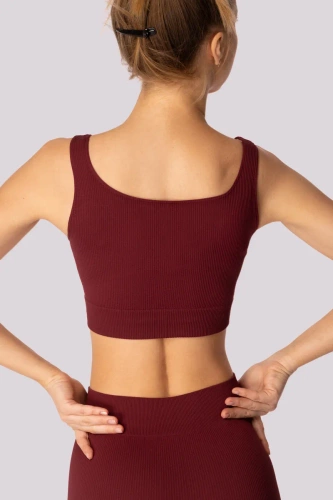 Ribbed top biustonosz sportowy prążek Mona burgund