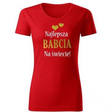 "Najlepsza BABCIA NA ŚWIECIE – złoty nadruk" koszulka damska Moocha czerwony