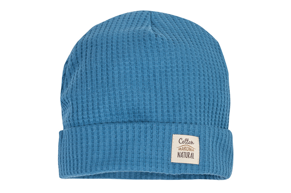 4249D "Natural Waffel" Czapeczka niemowlęca Makoma denim