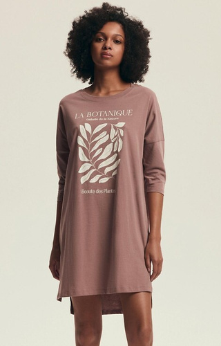 43692 Dextra Koszula damska Henderson dusty rose – bawełniana, rękaw 3/4, nadruk