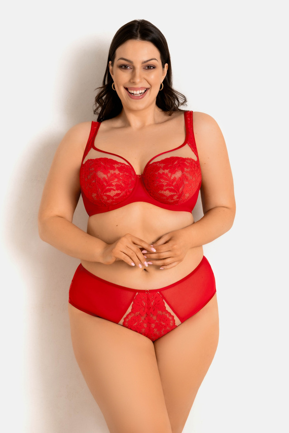 19152 Jasmin Figi Mediolano – pełne, czerwona koronka, bawełniany klin