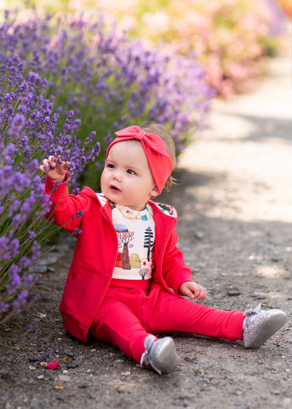 Kolorowy Las Spodnie dresowe dla dziewczynki Nini malinowy 