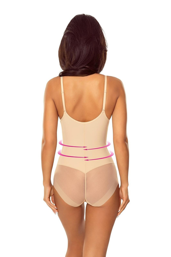 Body 7006 Ofelia Lapinee Beżowe Body Wyszczuplające Pod Biust Modelujące Sylwetkę