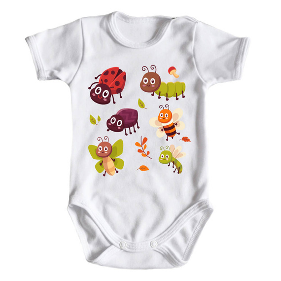 "SŁODKIE OWADY" Body krótki rękaw Moocha biały