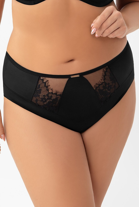 Figi K 938 Evia Gorsenia czarne – eleganckie figi z haftem do kompletu