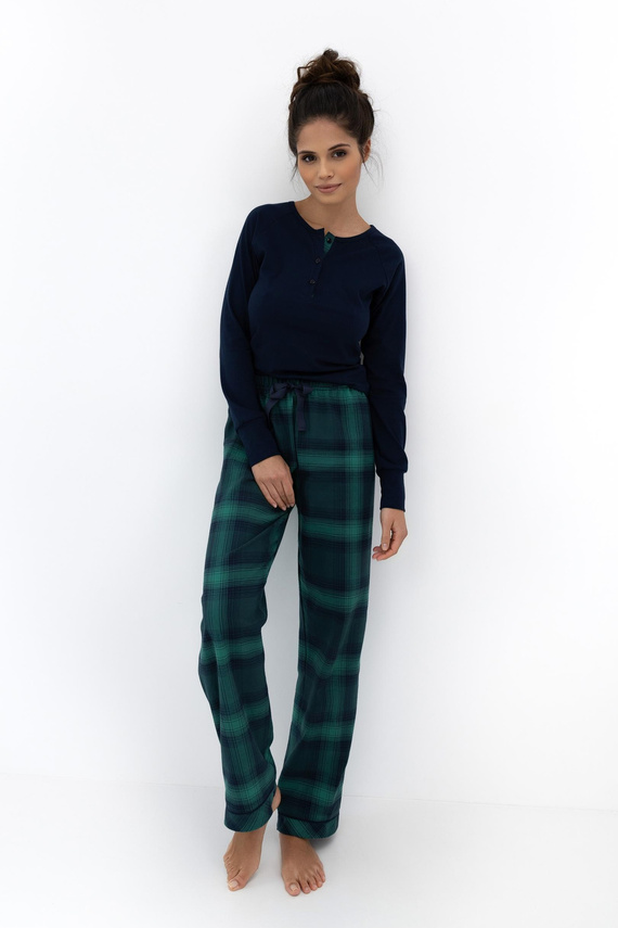 Cassandra Piżama damska Sensis – bawełniana, długa, w kratkę