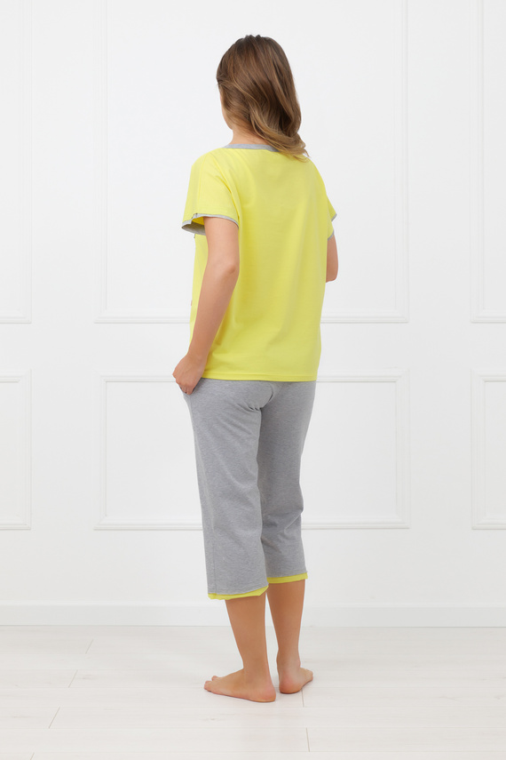 Piżama Sabrina Italian Fashion 100% bawełna – krótki rękaw, spodnie 3/4- żółta