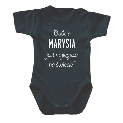 "Babcia najlepsza na świecie z imieniem" Body krótki rękaw Moocha czarny