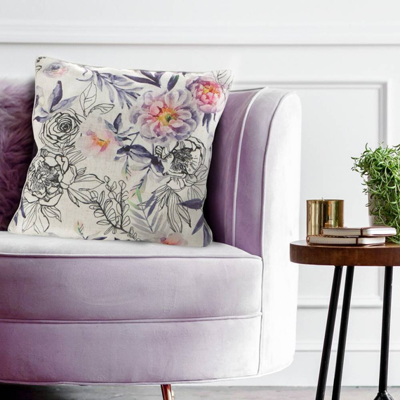 Len 17 Poszewka dekoracyjna z nadrukiem Eurofirany kremowy