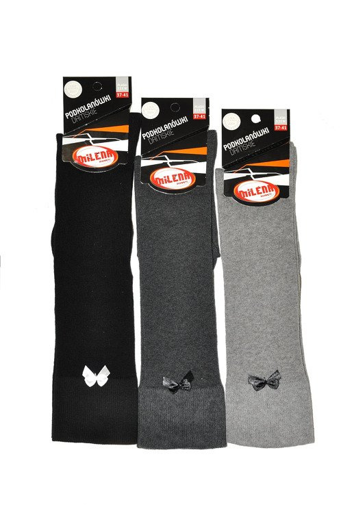 767 Podkolanówki z kokardką Milena jasny szary