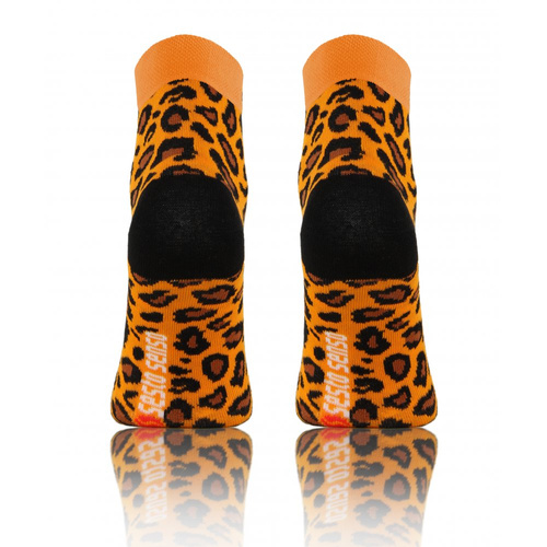 Cętki Panterka Skarpety krótkie finest cotton dwie różne Sesto Senso pomarańczowy