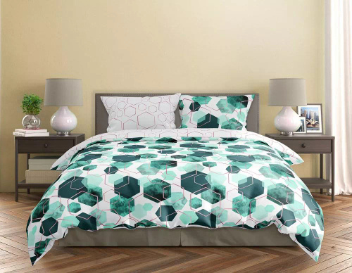 Milargo Verde 009 Pościel satynowa geometria Faro zielony 