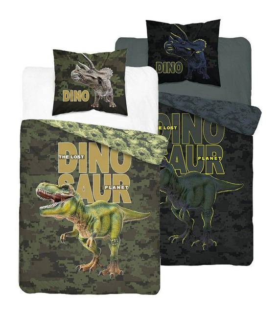4030 A Fluo 133 Pościel bawełniana świecąca w ciemności dinozaur Detexpol