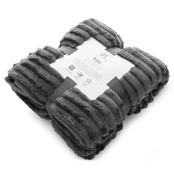 Soft koc narzuta z mikrofibry Designe91 stalowy