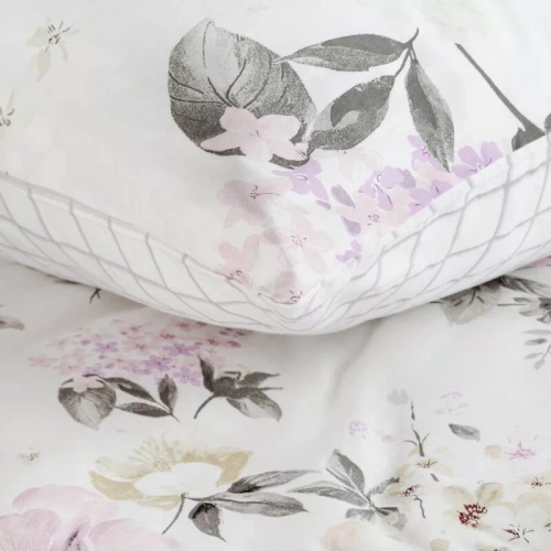 Spring 31 Kwiaty pościel satynowa Eurofirany biały/fioletowy