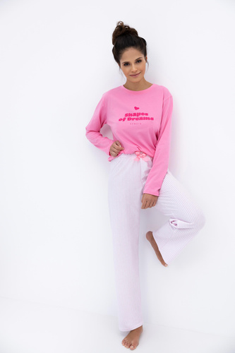 Malaya Piżama damska Sensis – bawełniana koszulka i długie spodnie z kokardką