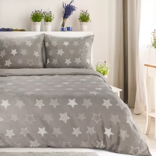 Flano 4 pościel welurowa gwiazdki Eurofirany beżowy