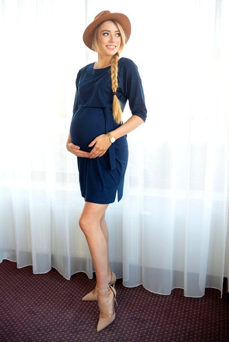 115 Sukienka ciążowa i do karmiąca rękaw 3/4 MIRACLE- granat