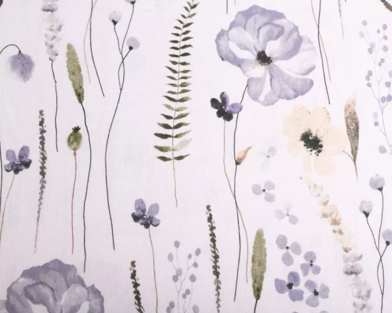 F-90 Pościel flanelowa kwiaty Matex biały/niebieski