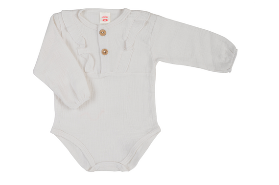 03252GDRM "Bamboo Muslin Girl Milk" Body długi rękaw muślinowe Makoma 