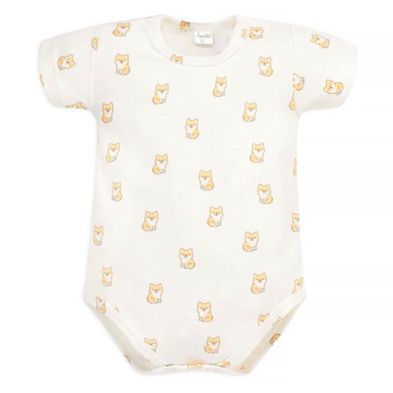 Lovely Day Body z krótkim rękawem Pinokio - ecru pieski