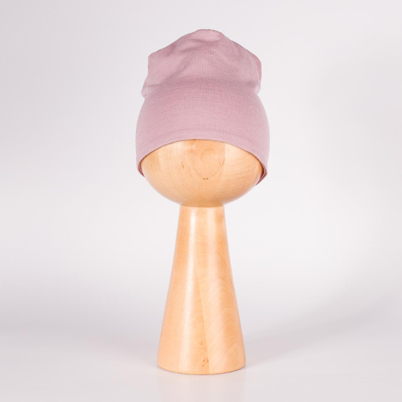 229100 Nicol Czapka Merino 100% wełna dziecięca dwuwarstwowa- pudrowy róż 
