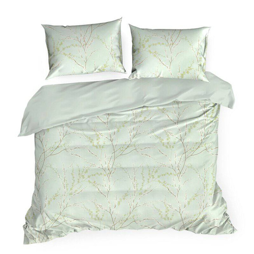Nelly 2 pościel satynowa gałązki Eurofirany pistacjowy