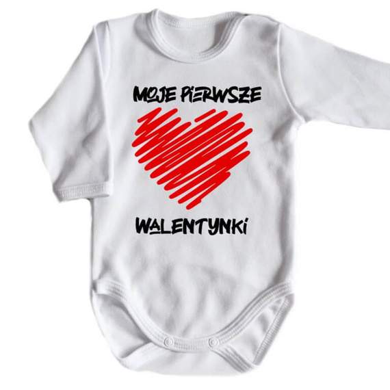 "Moje pierwsze Walentynki" Body długi rękaw Moocha biały