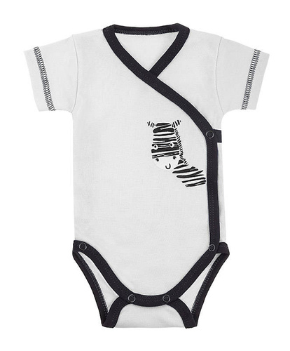 Komplet Body krótki rękaw + Półśpioch "Zebra" Terjan - biały