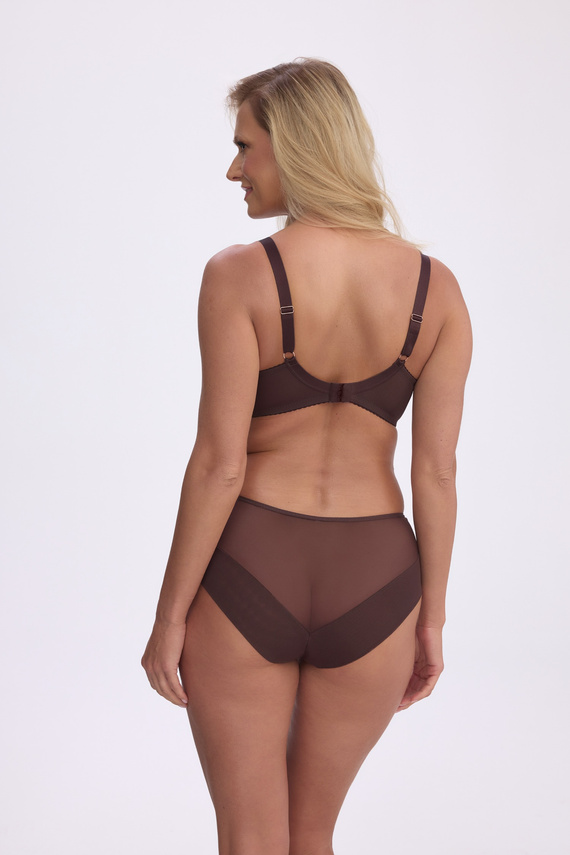 Figi Gaia Zelia 010 Brązowe z Haftowaną Siateczką Wygodne Eleganckie