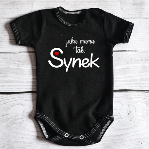 Body krótki rękaw "Jaka mama taki Synek" Moocha białe