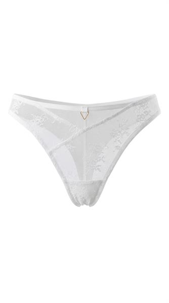 Stringi Unikat Adeli Białe Haftowany Tiul Eleganckie Damskie Premium