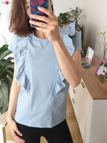 Milky Waves bluzka do karmienia z krótkim rękawem Milk&Love dusty blue