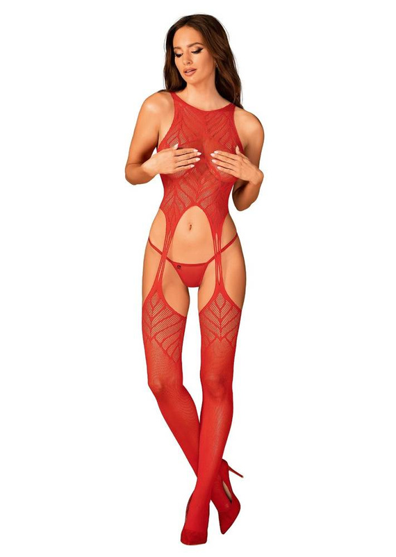 N122  Bodystocking Obsessive - czewony