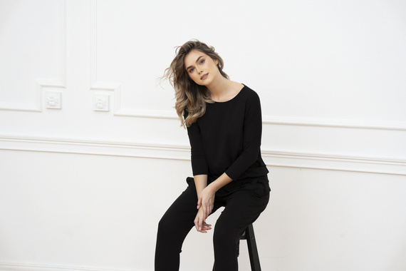 Styl Komplet Damski 3/4rękaw, dł.spodnie Italian Fashion czarny